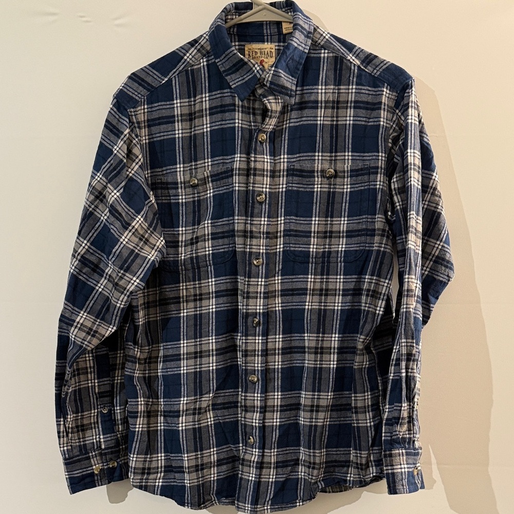 RedHead Blue and White Plaid Button Down Shirt